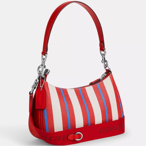NWT - Teri Shoulder Bag - Red and Blue Striped Crossbody Bag - Picture 6 of 8
